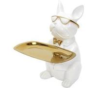 Vide-Poche Bulldog Blanc et Or Plateau Servi - MANIA - ALTOBUY Blanc