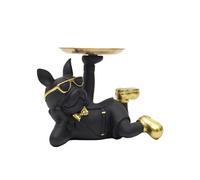 Vide-Poche bulldog couché noir et or plateau servi - -