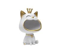 AltoBuy Vide-Poche Chat Bouche Ouverte en polyrésine Blanc et dorée