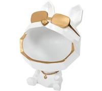 Vide-Poche Chien à Lunettes Géométrique Blanc et Or - LOOKY - ALTOBUY Blanc