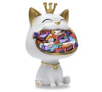 Vide-poche déco Chat Blanc et son Assortiment de 30 bonbons au chocolat Milka, Kinder Daim, Célébrations | Idée Originale à Offrir