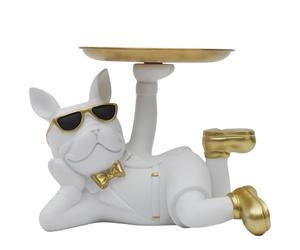 Vide poche en plastique personnage bouledogue collection BULLDOG blanc et doré