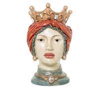 Vide-Poche Figurine d'un Buste d'une Reine en résine dorée, Rouge et Verte 16 x 14 x 24 cm