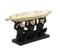 Vide-Poche Statuette "3 Singes" 43cm Noir & Or