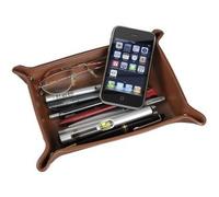 Vide-poches, cuir véritable, cognac