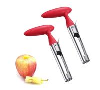 Vide-pomme, extracteur de vide-pomme ou de poire en acier inoxydable, outil d'extraction de noyau pour la maison et la cuisine avec poignée d'angle de lame dentelée tranchante, paquet de 2 (rouge)