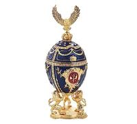 VIDECOR Oeuf de Fabergé Bleu Saphir Boîte à Bijoux Russe Oeuf de Fabergé Boîte à Bibelots Décorée à La Main avec Sa Boîte de Fabergé Cadeau de Bijoux pour Maman Surprise de La Fête