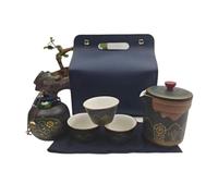 VIDECOR Service à Thé Asiatique | Services à Thé Kungfu | Service à Thé Portable en Céramique | Ensembles à Thé pour Adultes | Cadeau de Service à Thé pour La Maison, L'extérieur,A