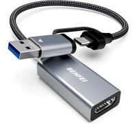Video/Audio Capture Card,Carte de Capture 1080P 60FPS HDMI vers USB C/A 3.0 Record Video Audio,pour Streaming vidéo en Direct Enregistrement vidéo ou Diffusion en Direct