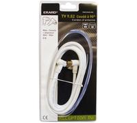Vidéo: Cordon TV Hertzien non filtré 9,52 mm mâle-femelle coudés 90° + adaptateur mâle-mâle - 2m