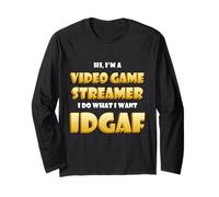 Video Game Streamer IDGAF Costume Gaming IRL Streaming Games Manche Longue