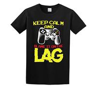 Video Games Computer Gamer Keep Calm Blame It on The Lag Crazy Squirrel Transparent Unisex 100% Cotton Short-Sleeve T-Shirts Black XL