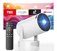 Video Projecteur avec Haut-Parleur, Compatible avec 1080P 4K, Auto Keystone WiFi 6 Rotation à 220 ° Bluetooth 5.0 Mini Videoprojecteur à Courte Distance, Projector Portable pour Home cinéma Telephone