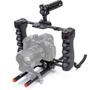 Video Rig Cage for Camera, Film Making Kit with Top Handle and Arca Type Base & Rod Guide, Compatible with All DSLR Camcorders