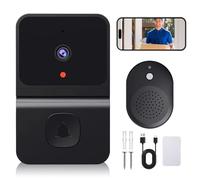 Vidéo sonnette de porte avec caméra sans câble, Wi-Fi vidéo sonnette de porte avec caméra, 2.4GWifi vidéo sonnette de porte vue nocturne/2 voies audio/prend en charge SD & mémoire cloud avec cloche