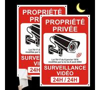 Vidéo Surveillance Panneau Réfléchissante, Propriété Privée sous Surveillance Vidéo, Panneau Camera Surveillance 21 x 30cm, Intérieur/Extérieur, PVC, avec Autocollant et Trous Pré-percés (2)