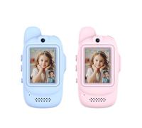 Vidéo Talkie Walkie Enfants Rechargeable, Lot de 2 Talkies-Walkies Longue Portée avec Écran D'affichage et Changeur de Voix, Jouets pour Garçons et Filles de 3 à 12 Ans (Rose&Bleu - Gen2)