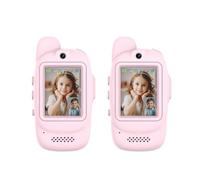 Vidéo Talkie Walkie Enfants Rechargeable, Lot de 2 Talkies-Walkies Longue Portée avec Écran D'affichage et Changeur de Voix, Jouets pour Garçons et Filles de 3 à 12 Ans (Rose - Gen2)