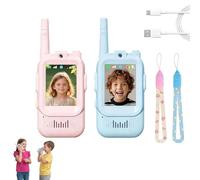 Video Walkie Talkies for Kids, Camera Walkies Talkie, Rechargeable Walkie Talkies with Camera & Voice Changer, Ideal for Indoor Outdoor Play (Pink+Blue*1SET)