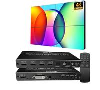 Video Wall Controller,Hdmi & Dvi 4K Input Makes 4 Tv Screens Into 1 Wall Display,180° Rotate,Extra Audio,Ir Remote &Rs232+Bouton Press Control,Video Wall Controller 2 X 2 4 K 1 X 2,1 X 3,1 X 4,2