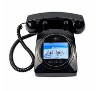 Vidéophone de Message Livre d'Or Invités Téléphone Rétro avec Combiné à Cordon Écran Frontal et Caméra pour Enregistrements Interface Adaptée aux Mariages Événements Fêtes entre Amis , Noir