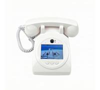 Vidéophone de Message Téléphone Nostalgique Livre d'Or Invités avec Combiné Écran et Lentille au Dessus pour Vidéo Trois Commandes Claires Adaptées aux Mariages Anniversaires Soirées Privées , Blanc