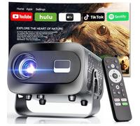 Vidéoprojecteur 1080P/4K App Intégrée, Mini Projecteur Home Cinéma, Android TV Bt5.1, Auto Keystone 360°, HDMI/TV Stick