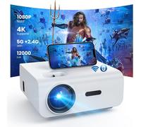 Videoprojecteur,12000Lumen Videoprojecteur 4K,Mini Projecteur Wifi Bluetooth,Projecteur Video Natif 1080P,Retroprojecteur Compatible Avec Smartphone/Hdmi/Usb/Laptop/Fire Stick/Ps5