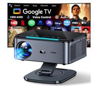 Videoprojecteur【1500 ANSI/Auto Focus/360° Rotation】 XIWBSY Projecteur Video Google TV/Contrôle Vocal, WiFi 6 Bluetooth 5.3, Retroprojecteur 4K Supporté 38000 Lumen, Projector Home Cinéma/Extérieur