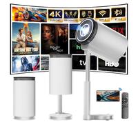 Vidéoprojecteur 4K 1080P, App intégrée Android13, Mini Projecteur Video Portable 5G WiFi 6 BT 5.4, Rotation 90° Support télescopique réglable, Auto Correction Trapézoïdale Horizontale