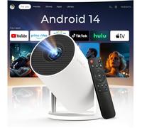 Vidéoprojecteur 4K/1080P,Wifi6 Bt5.4,Apps Intégrées,Android 14,Auto Keystone,Rotation 270°,Mini Projecteur Full HD HDMI/TV Stick