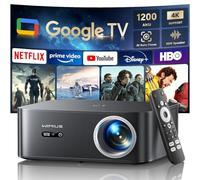 Vidéoprojecteur 4K Google TV【1200 ANSI/Netflix Disney+Officiel】 Projecteur 4K Auto Focus/Keystone WiFi6 Bluetooth FHD 1080P Natif Zoom 50%, Contrôle Vocal, Rétroprojecteur 350'' Home Cinéma HDMI USB