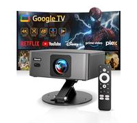 Videoprojecteur 4K【2026 Google TV/1er Mini Ultra Courte】 Retroprojecteur Apps Officiell, AutoFocus/Keystone 1080P,1600 ANSI Contrôle Vocal, WiFi6 Bluetooth5.4,Jimveo Projecteur Video Home Cinéma