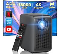 Videoprojecteur 4K avec Netflix/Prime Video/Youtube Intégrés, 600ANSI Full HD 1080P, iZEEKER Retroprojecteur avec Dolby Audio, Sceau Intégral, Focus Électrique, 4D/4P Keystone pour Android/PC/USB