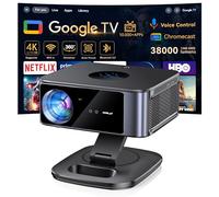 Vidéoprojecteur 4K Supporté 1500 ANSI 38000 Lumen avec Google TV Officiel, Netflix Youtube, Auto Focus, WiFi 6 Bluetooth 5.3, Contrôle Vocal, Rotatif 360°, Home Cinéma Salon et Chambre