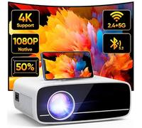Vidéoprojecteur 4K Supporté, Natif 1080P 5G WiFi Bluetooth Projecteur avec 50% Zoom, AKATUO Mini Projecteur Portable LED Rétroprojecteur Home Cinéma 200'' pour Smartphone/TV Stick/HDMI/USB