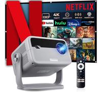 Vidéoprojecteur 4K¿Ufficiale Netflix & Auto Focus Proiettore¿Rotatif À 360°Full Hd 1080P Natif Proiettore 600 Ansi Auto Keystone,Wifi 6 Bluetooth 5.2 Controllo Vocale Smart Home Outdoor Proiettore