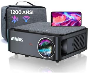 Vidéoprojecteur 4K WiFi Bluetooth, 35000 Lumen Full HD 1080P RetroProjecteur, WiMiUS Portable Projecteur 4K Supporté Zoom 50% Home Cinéma/Extérieur pour Phone/TV Stick/PS5