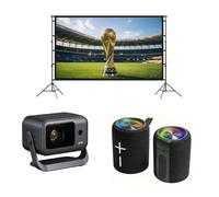 Vidéoprojecteur Android 14 + Écran 100” ALR + Enceinte Bluetooth 40W divisible
