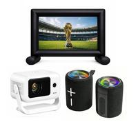 Vidéoprojecteur Android 14 HD + écrant + enceintes bluetooth 40W
