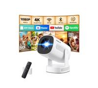 Vidéoprojecteur avec WiFi 6 et Bluetooth 5.4 Supporte Ultra HD 4K 1080P | projecteur Auto Keystone Rotation 180° Avec éclairage ciel étoilé Compatibile avec HDMI/TV Stick/Memory Stick/Laptop, Blanc