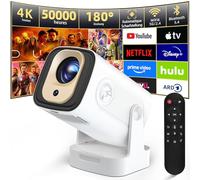 Vidéoprojecteur Full HD 1080P Mini Vidéoprojecteur 4K Correction Trapézoïdale Automatique Mini Projecteur Rotation 180° Vidéo Projecteur, Prise en Charge 2.4/5G Dual WiFi6, Bluetooth 5.0 avec