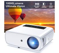 Vidéoprojecteur Full HD natif 1080P, Home cinéma 10000L Projecteur, 4K Supporté Fonction Zoom RétroProjecteur 350'' pour Smartphone/PC/Ordinateur portable/PS4/FireStick/EXCEL/PPT