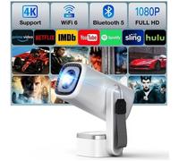 Vidéoprojecteur,Mini Projecteur avec WiFi et Bluetooth,4K 1080P Projecteur Portable,180° Rotation Home Cinéma Star Rétroprojecteur