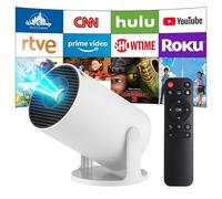 Videoprojecteur Portable, 4K Intelligent Mini Projecteur avec Android 14, 5G WiFi, Bluetooth5.4, Correction Trapézoïdale Automatique, Rotation à 180°, écran 130 Pouces, Compatible Téléphone/PC (Blanc)