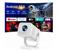 Videoprojecteur Portable 4K Supporté 【Android 14 & App Intégrée】 TOPTRO Mini Projecteur 1080P, Auto Keystone, Rotation 270°, WiFi6 Bluetooth 5.4 Bidirectionnel, Retroprojecteur Courte Focale Zoom