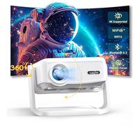 Videoprojecteur Portable, Auto Verticale Keystone/Focus Électrique /360°Rotating, 1080P et 19000Lux Projecteur Video, avec WiFi6, Bluetooth Lisowod Retroprojecteur pour Home Cinéma/FireStick/HDMI/USB