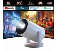 vidéoprojecteur portable MINI, compatible 4K, Wi-Fi 6 et Bluetooth 5.0, avec plusieurs applications intégrées, 2 500 lumens.