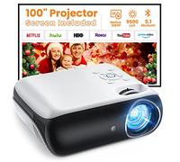 Videoprojecteur, projecteur Bluetooth natif 1080P avec écran 100", Mini projecteur 4K pour la Maison, la Chambre à Coucher, Compatible avec Smartphone, HDMI, USB, AV, Fire Stick, PS5