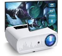 Vidéoprojecteur, Projecteur vidéo WiFi 5G Bluetooth,25000 Lux natif 1080P Full HD Retroprojecteur 4K Supporte,350"" Écran Home